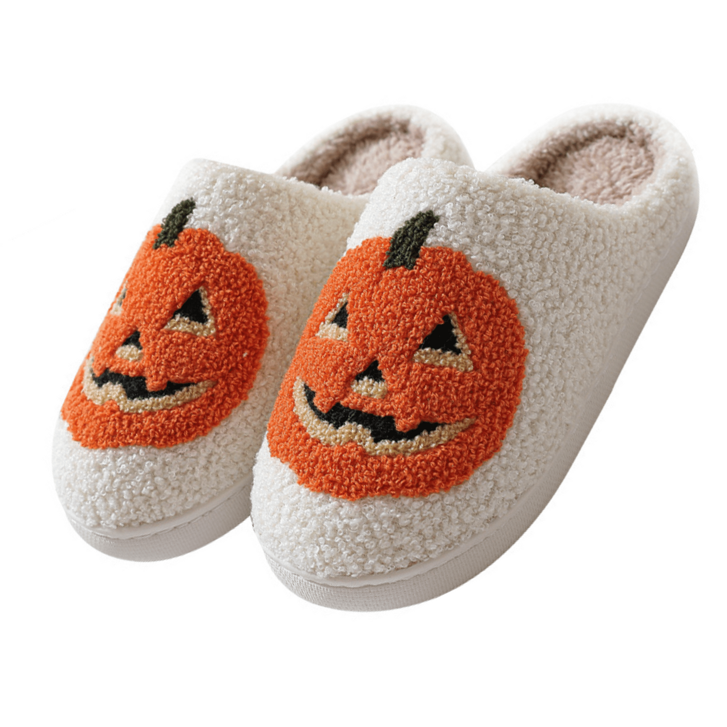 Cute Halloween Slippers for Women Perfect Soft Plush Comfy Warm Slip-On Halloween Pumpkin Slippers Fo Women Indoor Fluffy House Slippers for Women and Men Non-Slip Fuzzy Flat Slides